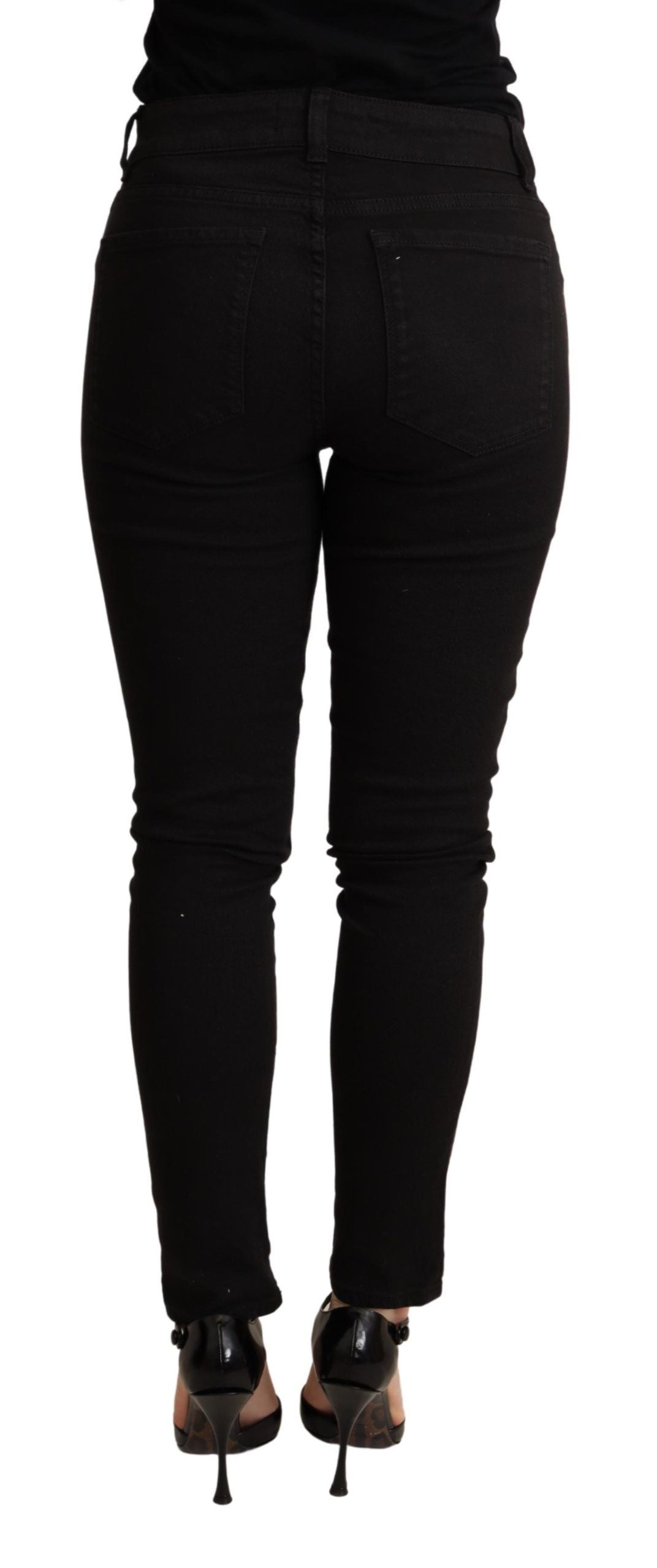 Black Skinny Denim Cotton Stretch Trouser