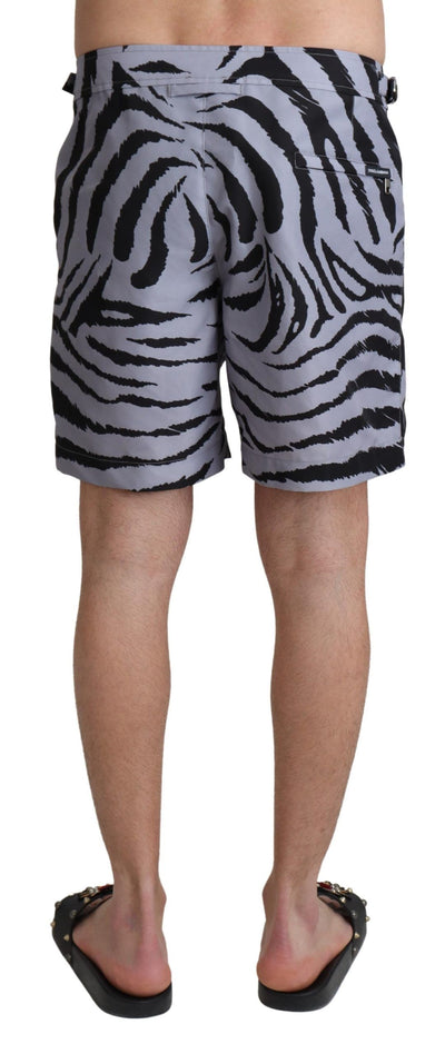 Gray Zebra Print Beachwear Shorts