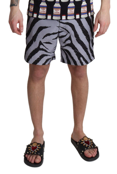 Gray Zebra Print Beachwear Shorts