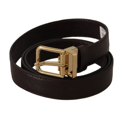 Brown Leather Gold Metal Buckle Belt