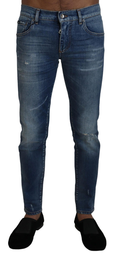 Blue Wash Cotton Stretch Skinny Denim Jeans