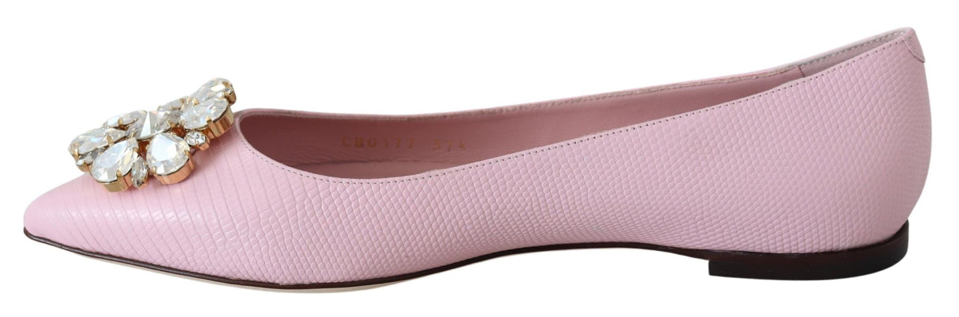 Pink Bellucci Leather Crystals Flats Shoes