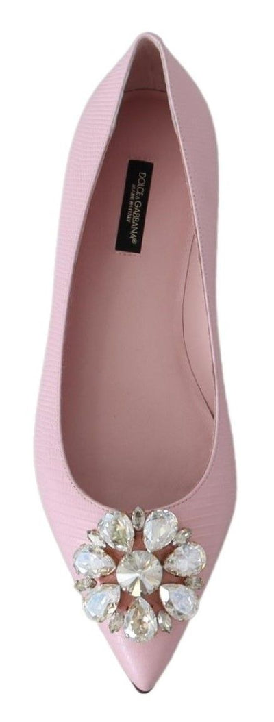 Pink Bellucci Leather Crystals Flats Shoes