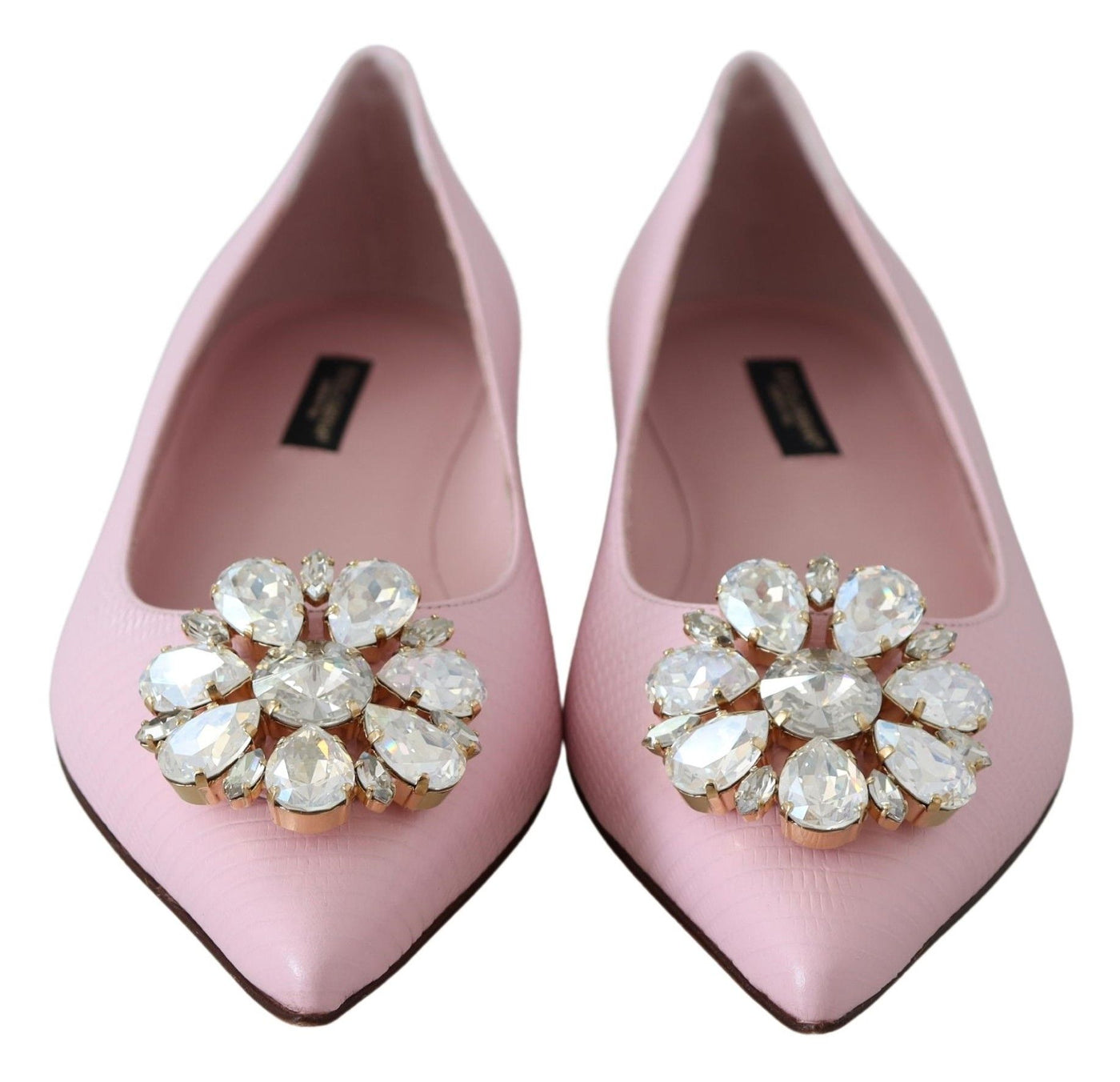 Pink Bellucci Leather Crystals Flats Shoes