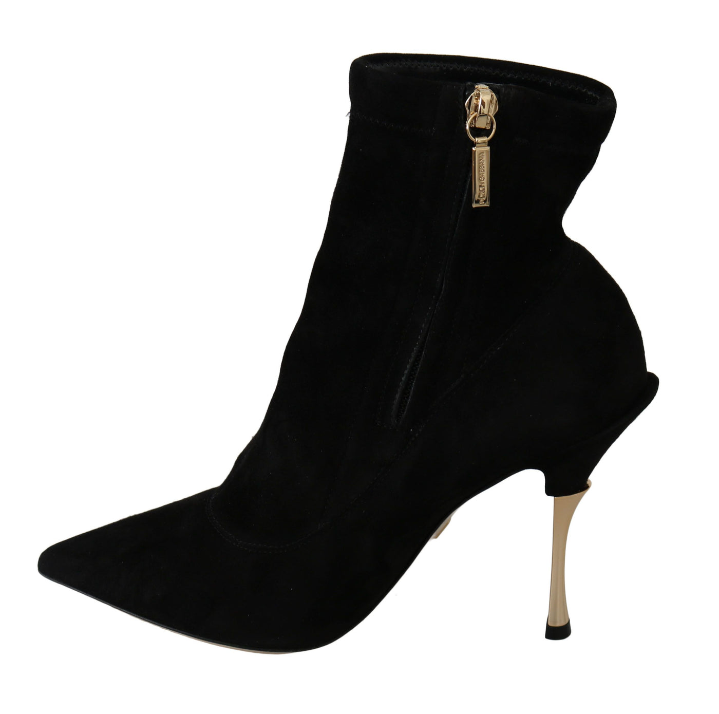 Black Suede Gold Heels Ankle Boots Shoes