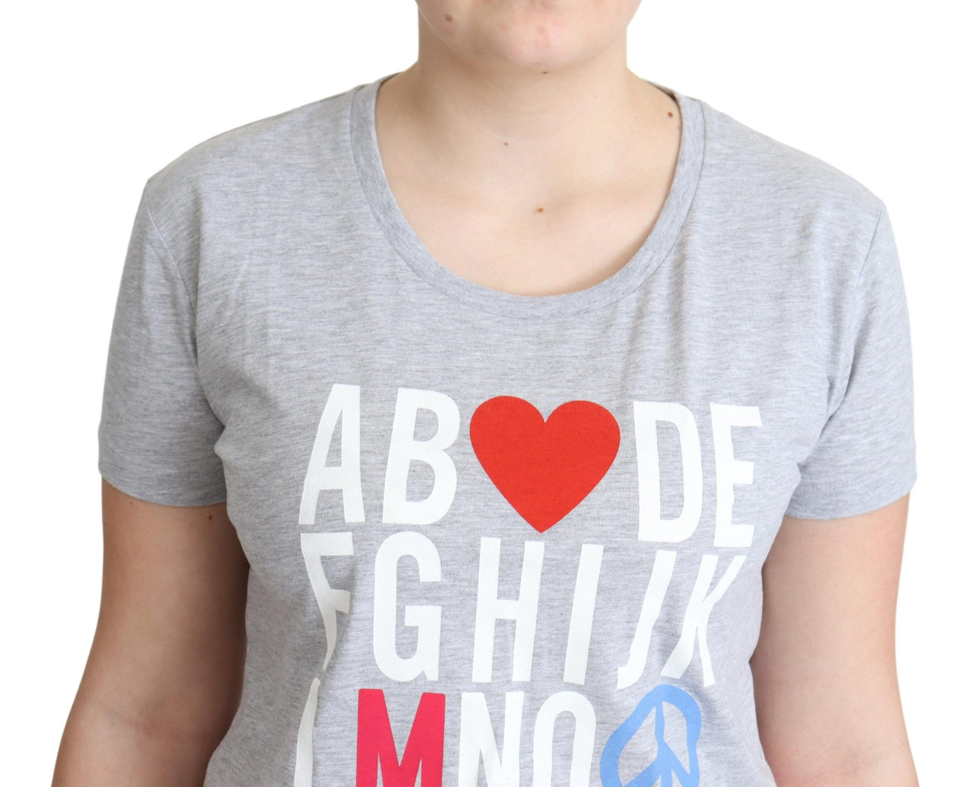 Gray Cotton Alphabet Letter Print T-shirt