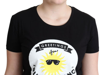 Black Cotton Sunny Milano Print T-shirt