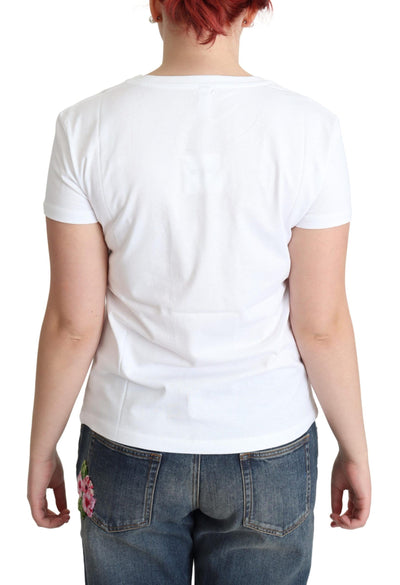 White Cotton Sunny Milano Print T-shirt