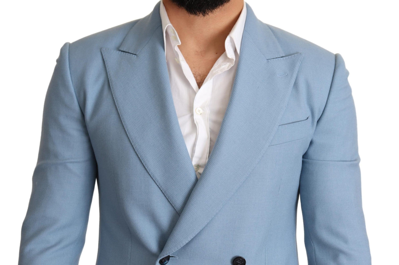 Blue Cashmere Silk Slim Fit Blazer Jacket