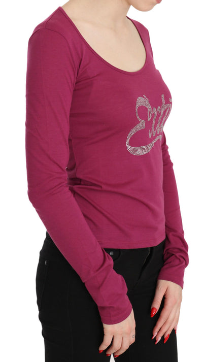 Pink Exte Crystal Embellished Long Sleeve Top