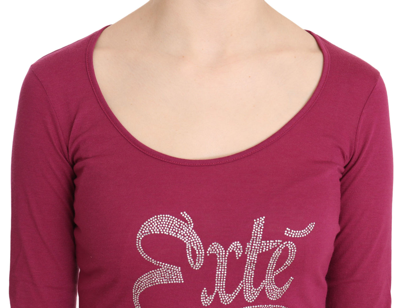 Pink Exte Crystal Embellished Long Sleeve Top