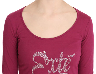 Pink Exte Crystal Embellished Long Sleeve Top