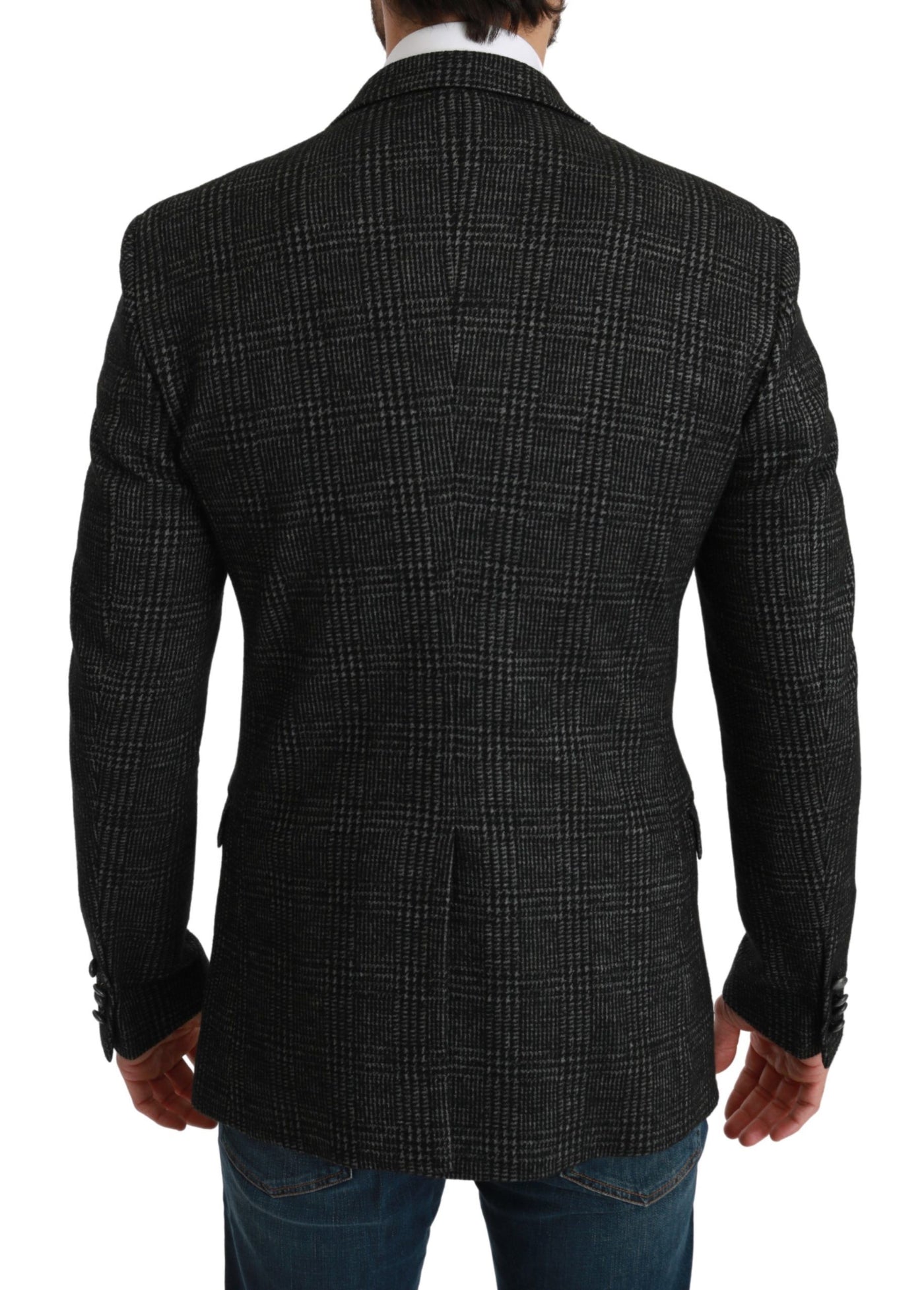 Gray Plaid Check Slim Fit Jacket Blazer