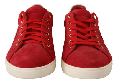 Red Suede Leather Low Tops Sneakers Shoes