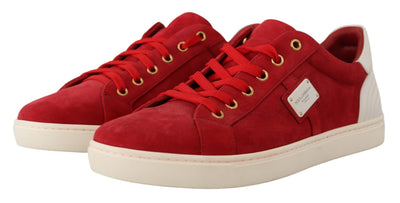 Red Suede Leather Low Tops Sneakers Shoes