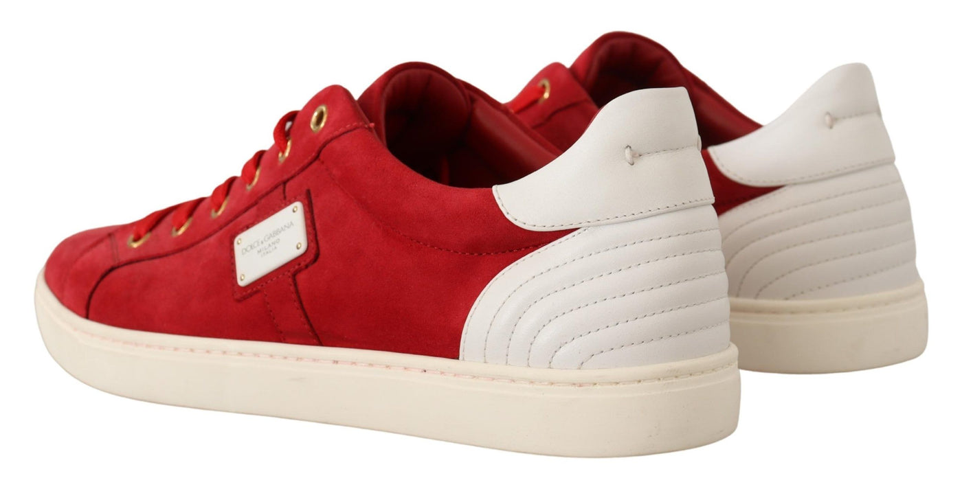 Red Suede Leather Low Tops Sneakers Shoes