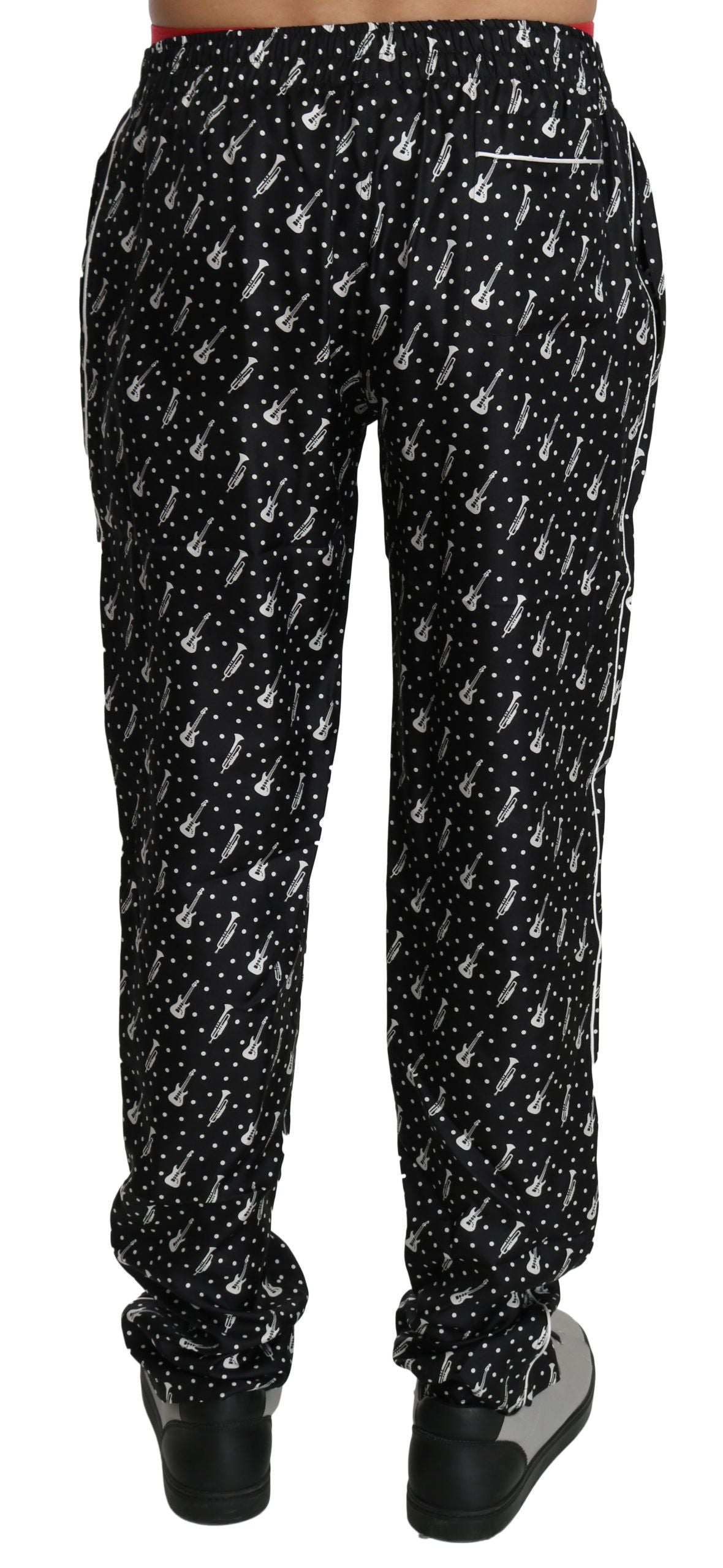 Silk Black Musical Instrument Trouser Pants