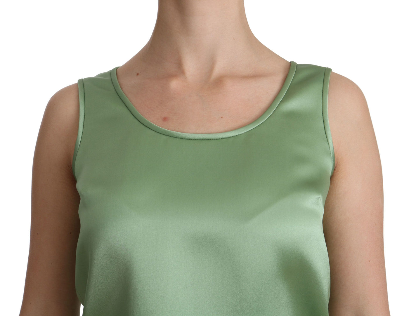 Green Sleeveless 100% Silk Top Tank Blouse