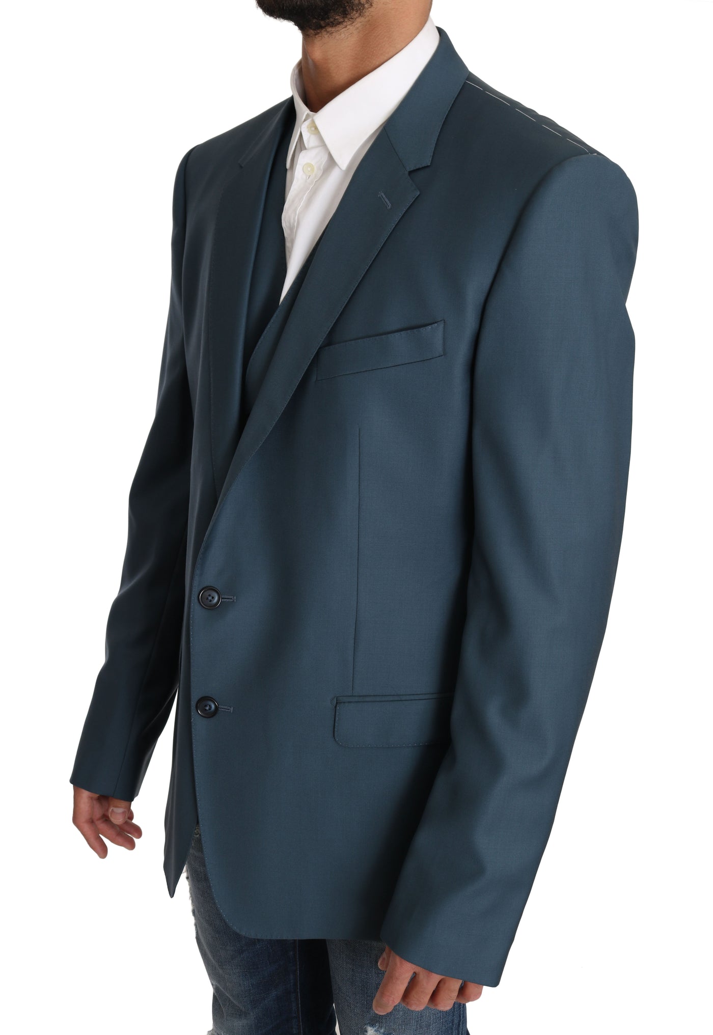 Blazer Vest 2 Piece Blue MARTINI Wool