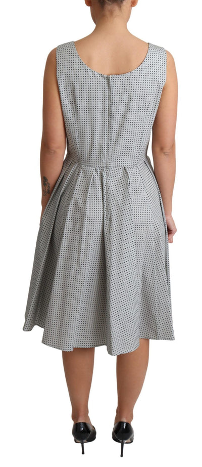 Gray Polka Dotted Cotton A-Line Dress