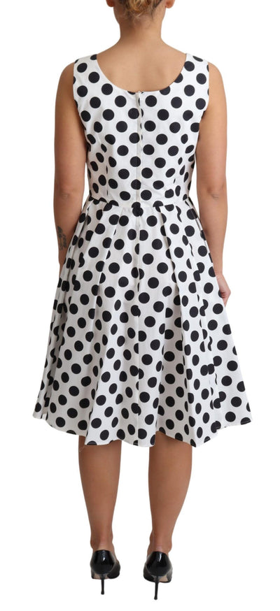 White Polka Dotted Cotton A-Line Dress