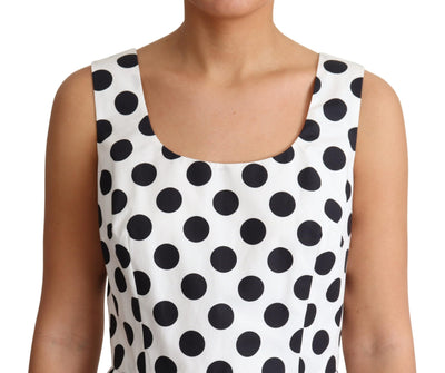 White Polka Dotted Cotton A-Line Dress