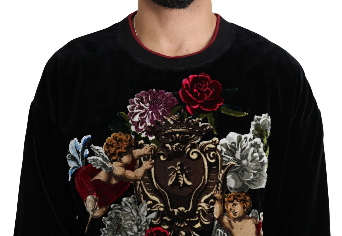 Black Velvet Angel Floral Bee Pullover Sweater