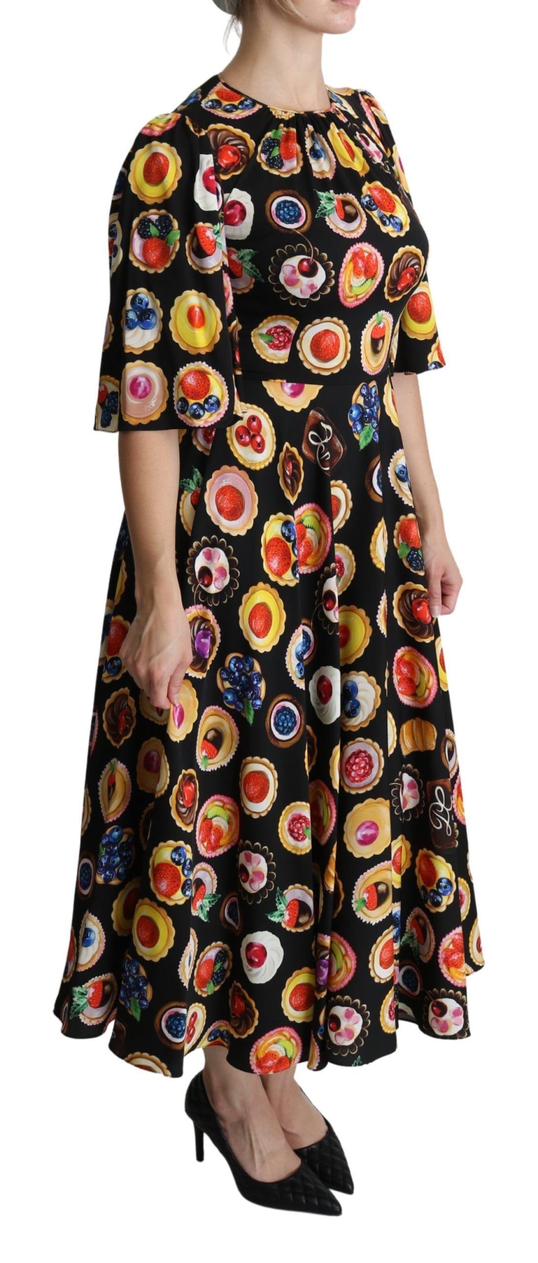 Multicolor Desserts A-line Maxi Silk Pie Dress