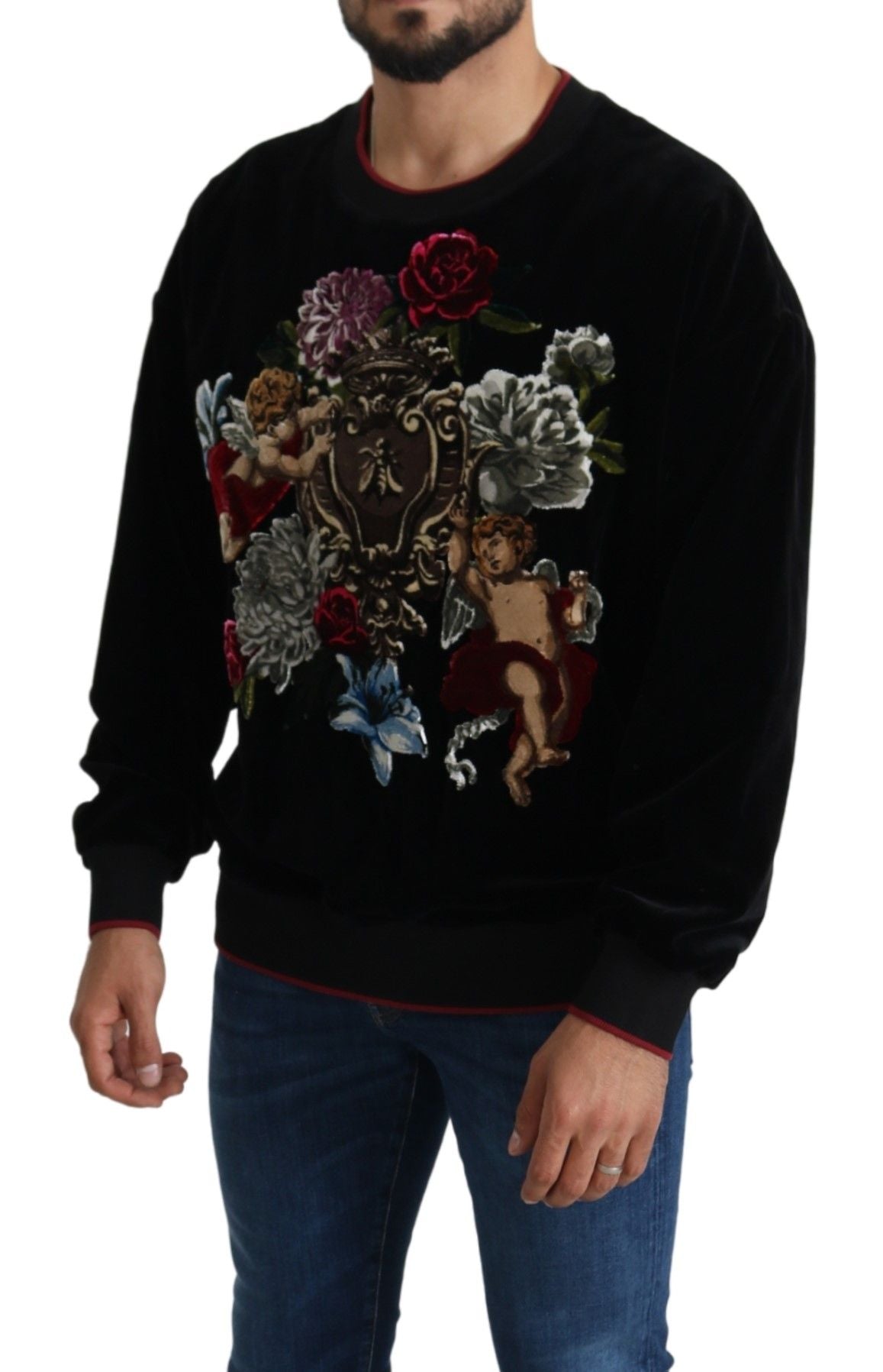 Black Velvet Angel Floral Bee Pullover Sweater