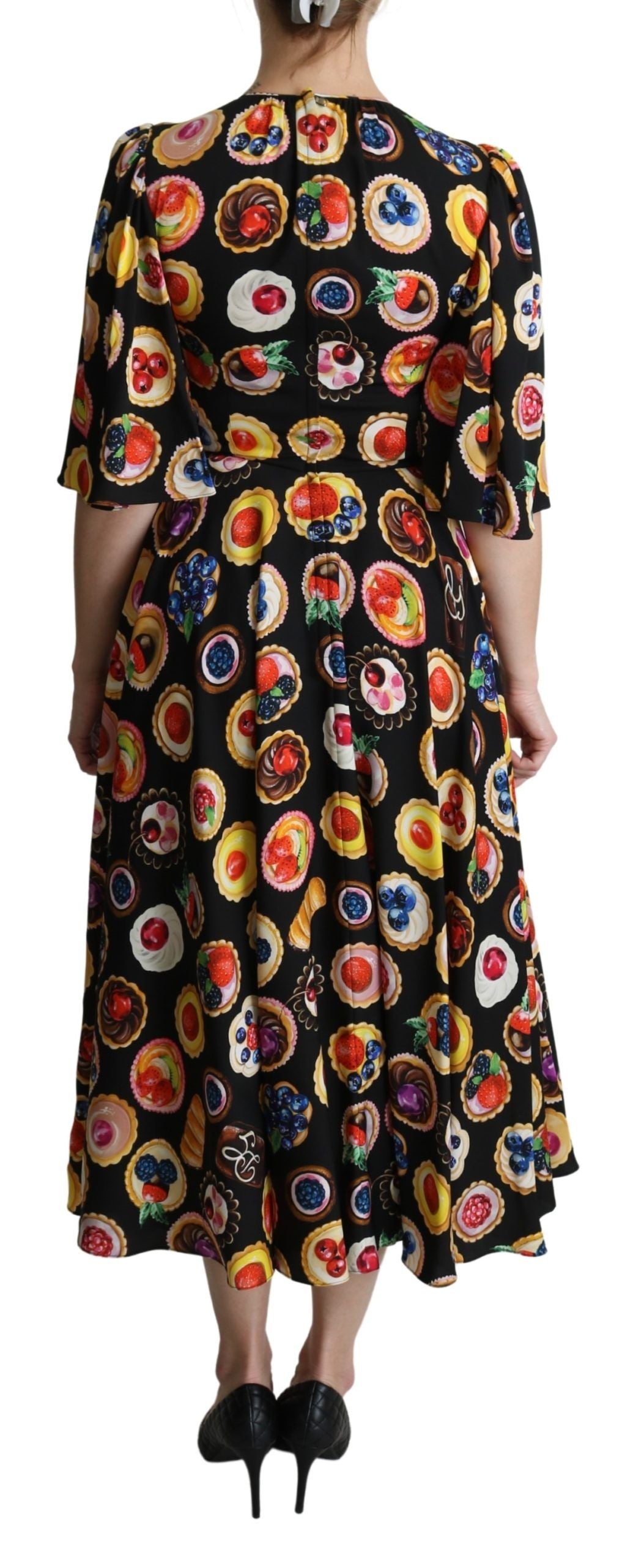 Multicolor Desserts A-line Maxi Silk Pie Dress