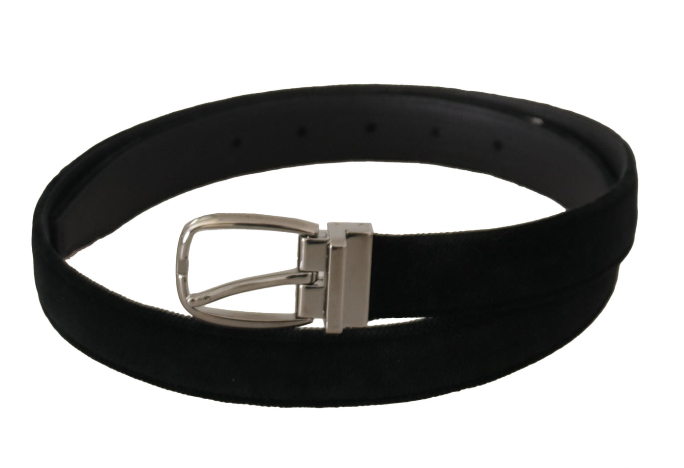 Black Classic Velvet Silver Tone Metal Buckle Belt