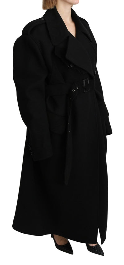 Virgin Wool Black Blazer Trenchcoat Jacket