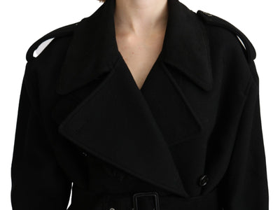 Virgin Wool Black Blazer Trenchcoat Jacket