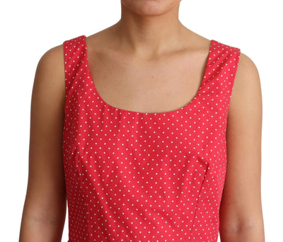 Red Polka Dotted Cotton A-Line Dress