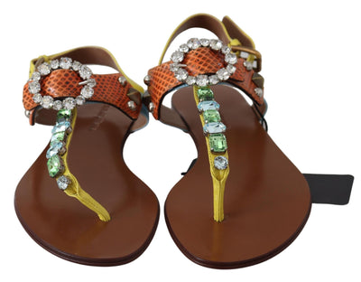 Leather Ayers Crystal Sandals Flip Flops Shoes