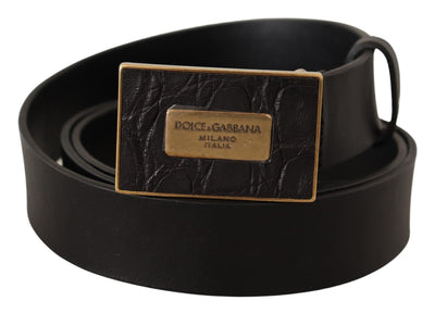 Black Leather Square Buckle Cintura Belt