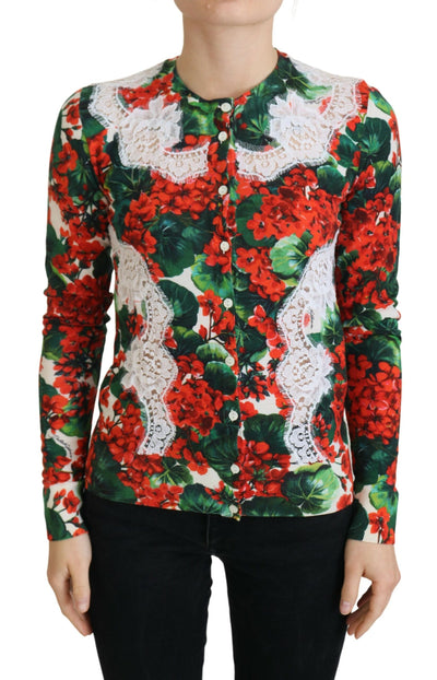 Multicolor Wool Floral Cardigan Sweater