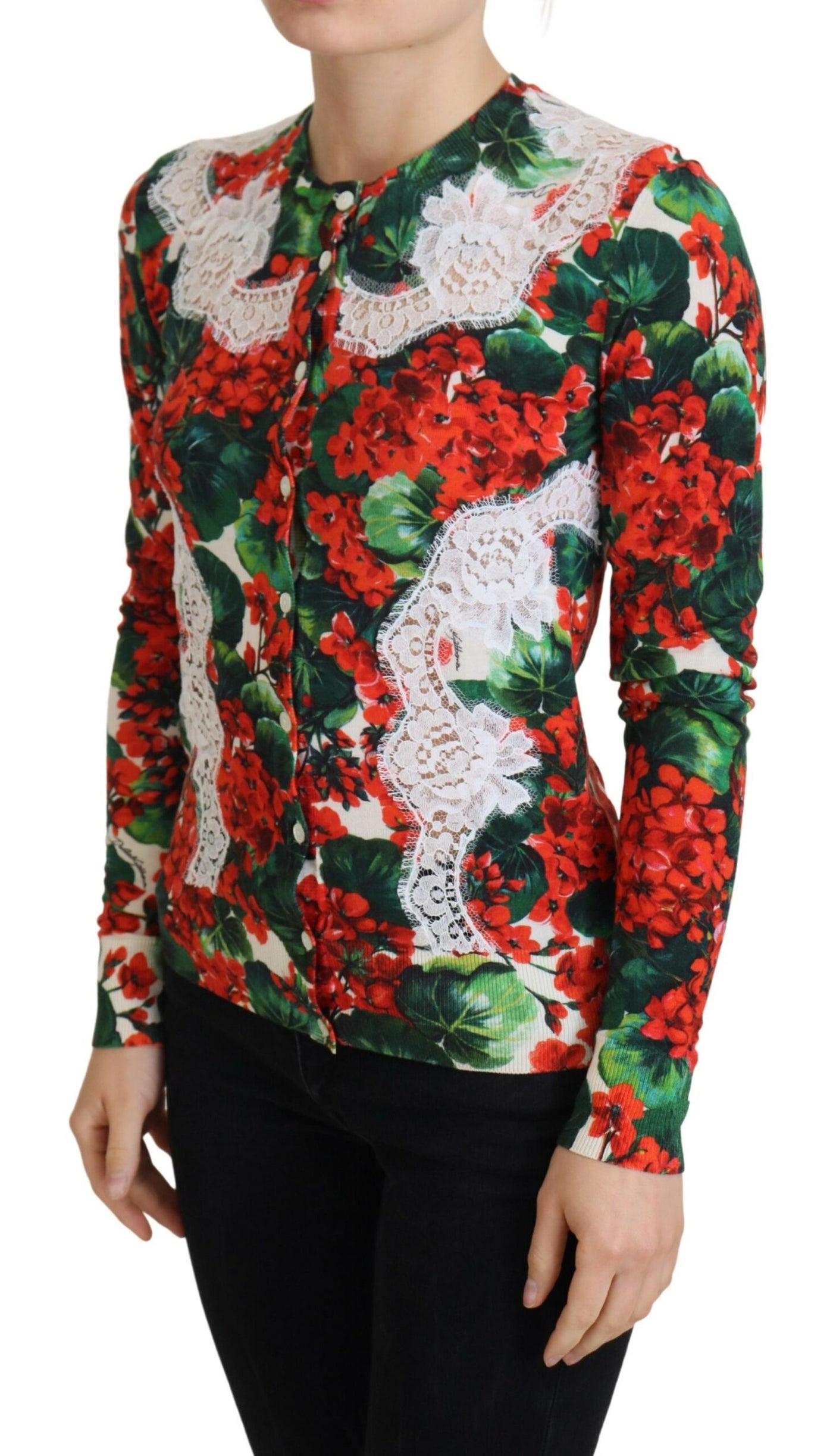 Multicolor Wool Floral Cardigan Sweater