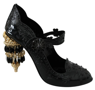 Black Crystal Floral CINDERELLA Heels Shoes