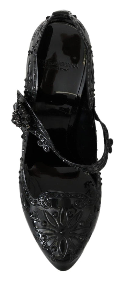 Black Crystal Floral CINDERELLA Heels Shoes