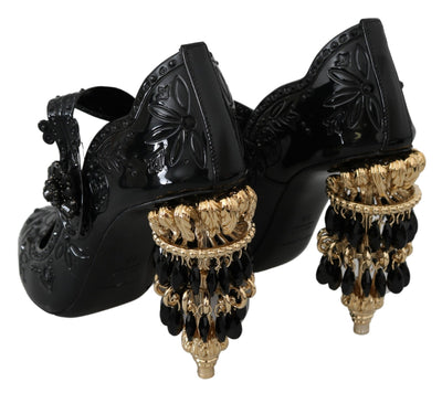 Black Crystal Floral CINDERELLA Heels Shoes