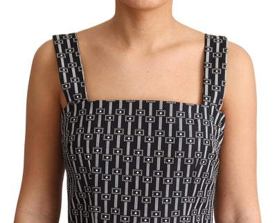 Black White Pattern Cotton A-Line Dress