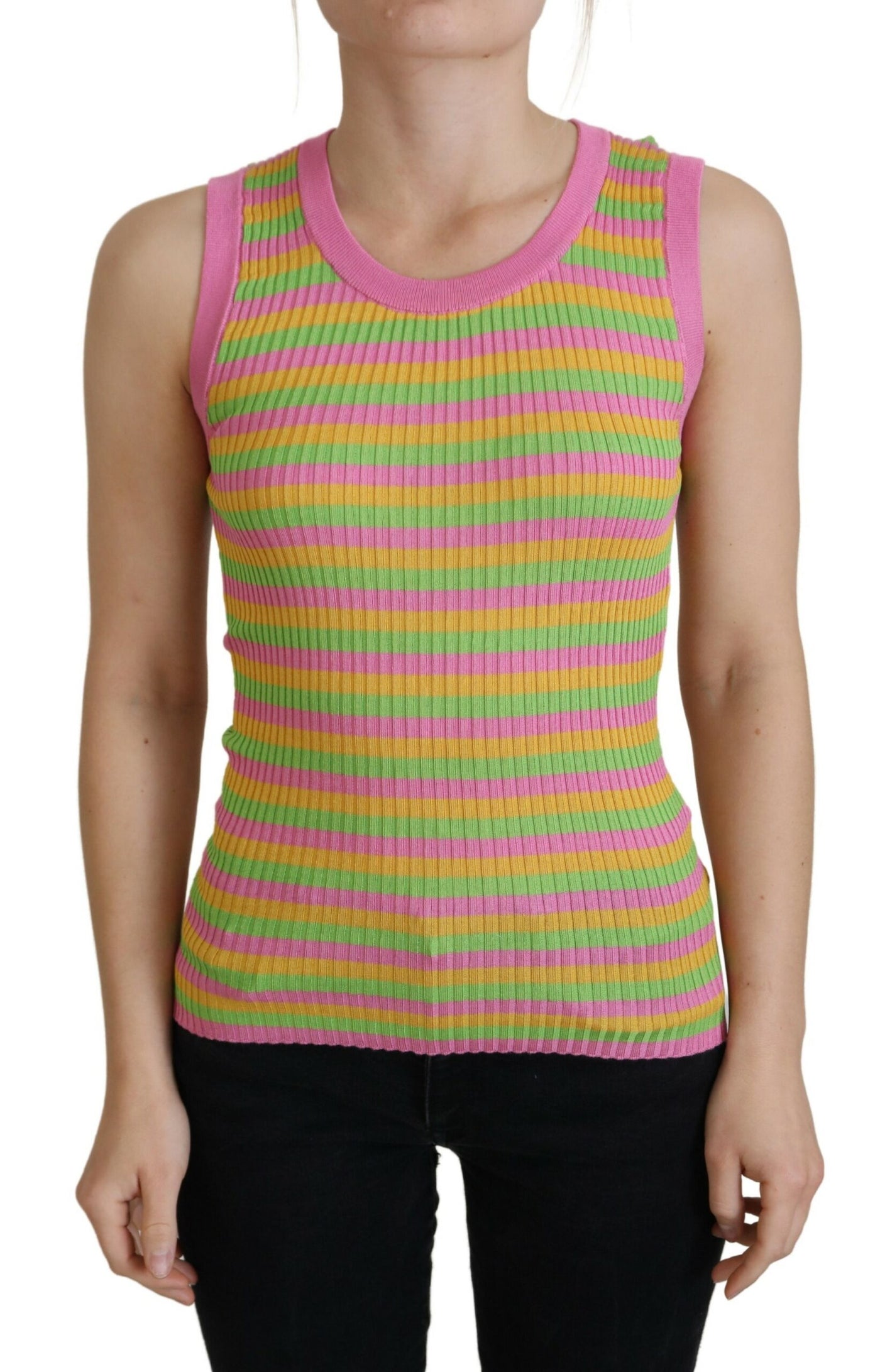 Multicolor Silk Vest Pullover Tank Top