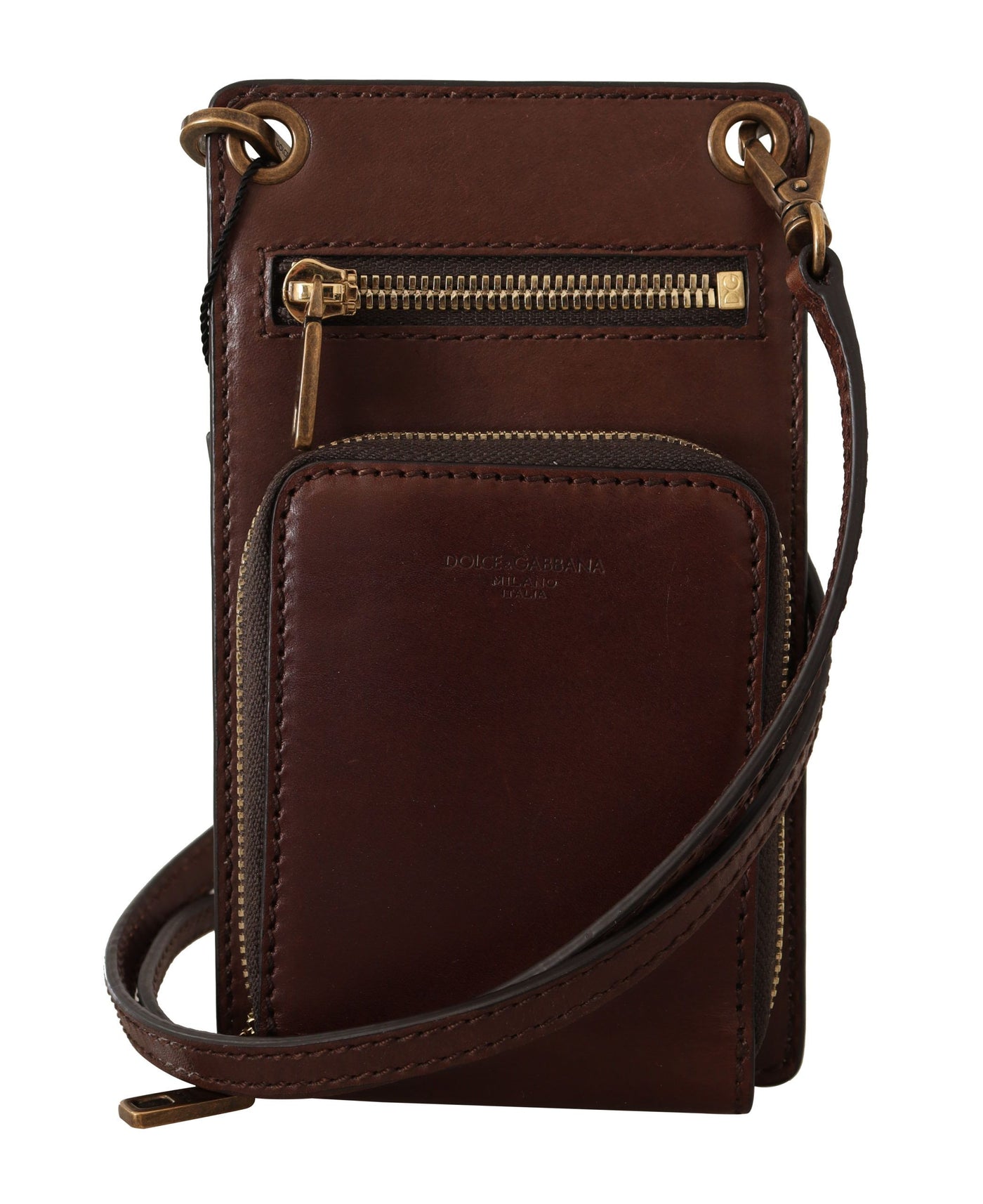 Brown Leather Wallet Cross Body Card Slot Pocket Wallet