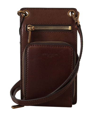 Brown Leather Wallet Cross Body Card Slot Pocket Wallet