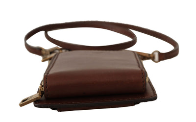 Brown Leather Wallet Cross Body Card Slot Pocket Wallet