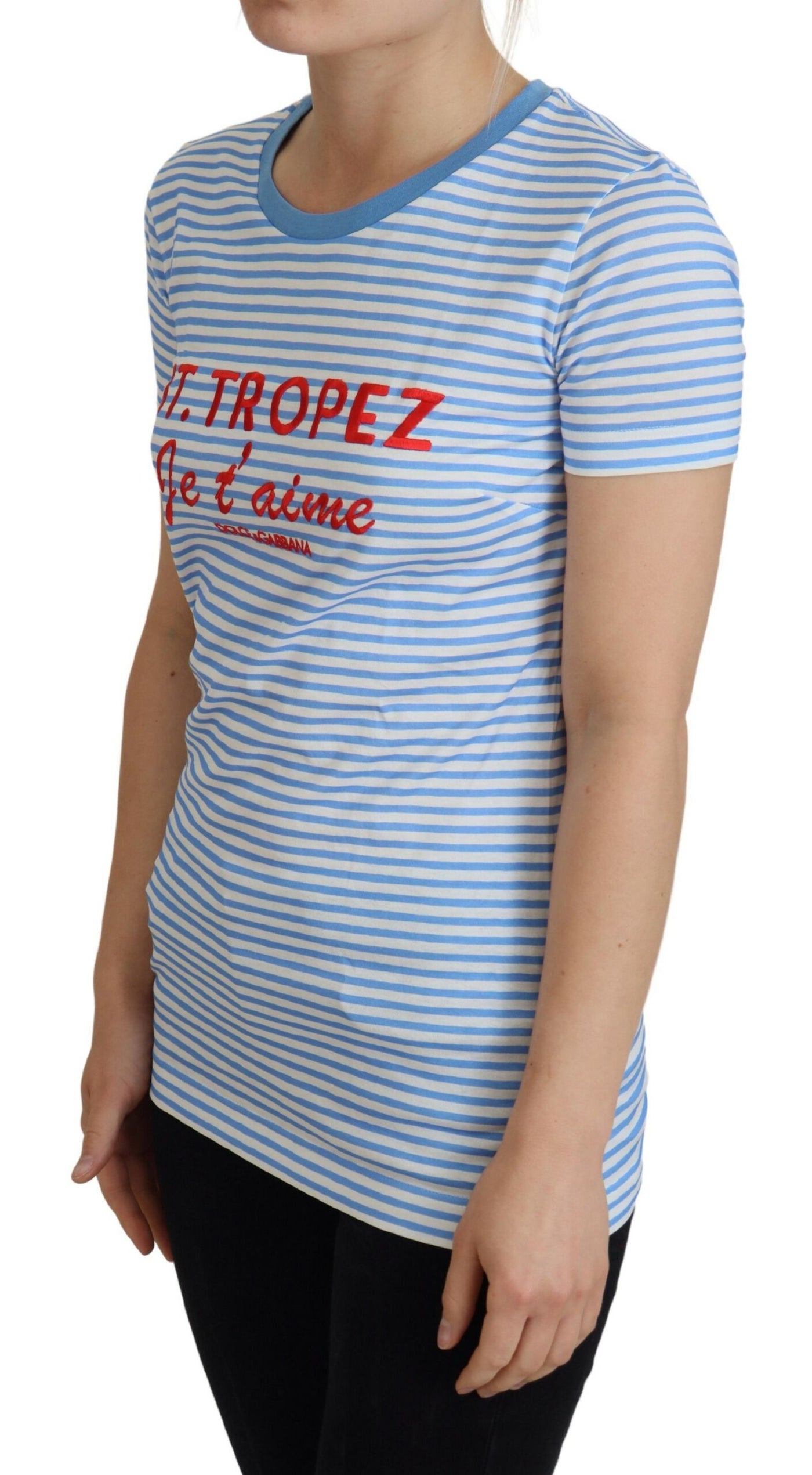 White Blue Cotton Exclusive ST. TROPEZ T-shirt