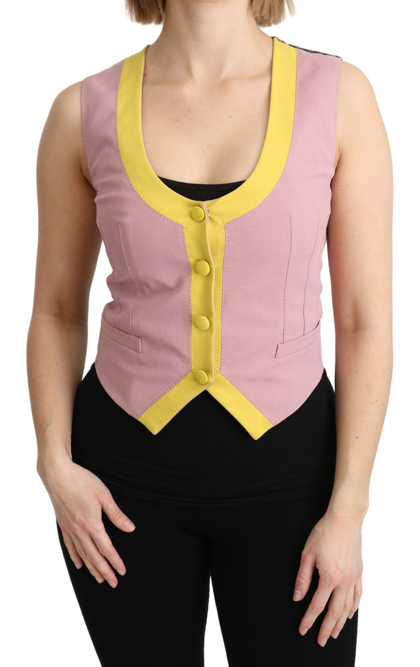 Pink Sleeveless Waistcoat Vest Cotton Top