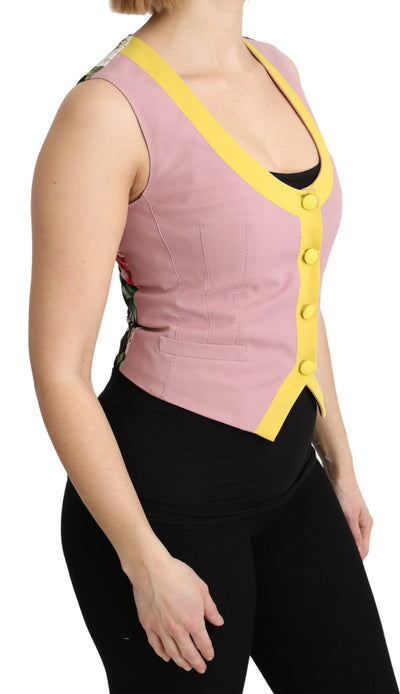 Pink Sleeveless Waistcoat Vest Cotton Top