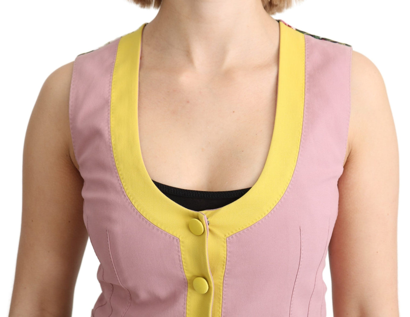 Pink Sleeveless Waistcoat Vest Cotton Top